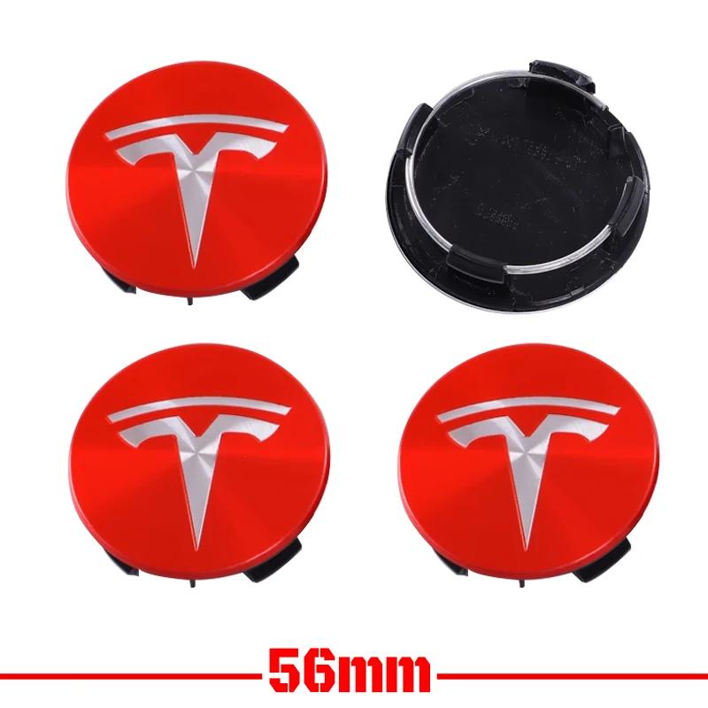 4pcs for Tesla Model 3 Model Y Badge Covers Hub Caps 4pcs 56mm Hub Center Caps for Tesla Model Y X S 2023 Auto Accessories Style