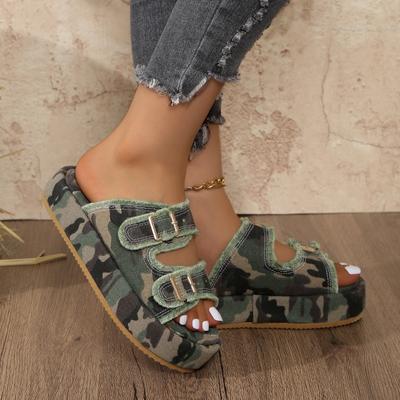 Женская обувь 2024 года, лето, высокое качество, цветные модные женские тапочки с открытым носком, средний каблук, пряжка, римская женская пляжная обувь