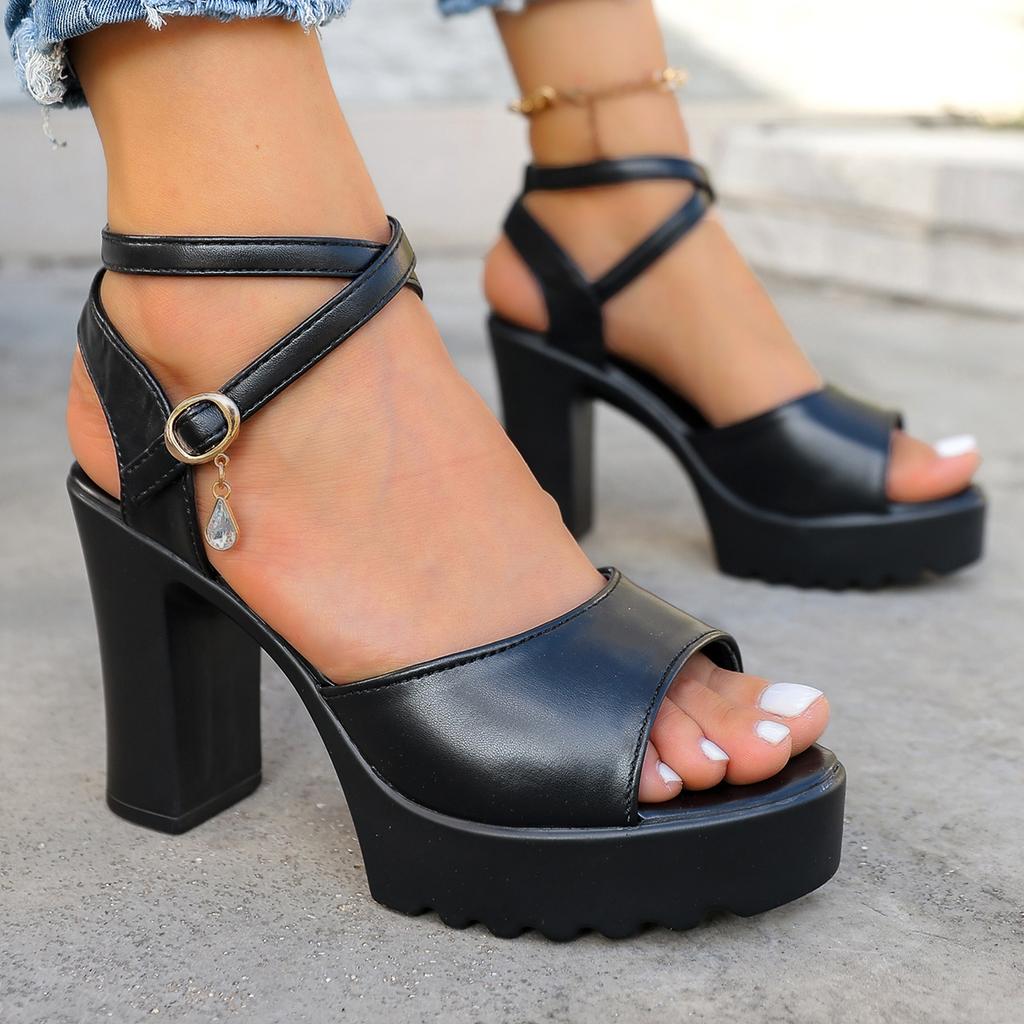 Fashion Fashion Women Summer Block Heel Ladies Shoes Wedge with Platform Waterproof Footwear Chunky Ladies High Heel Sandals