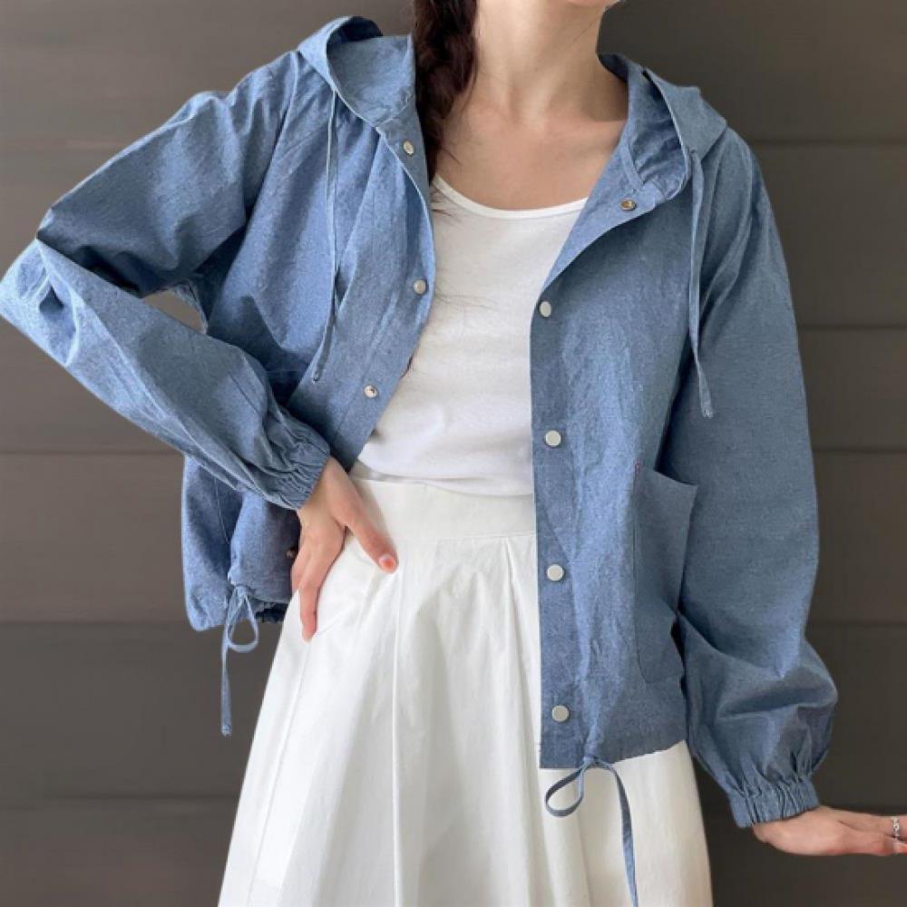 New Arrivals Open Run Women Hooded Jacket Made Of Cotton With 2 Pockets