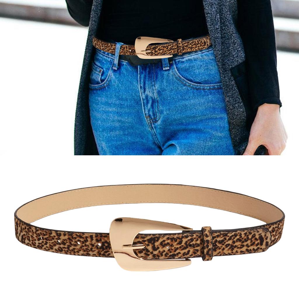 Unique Waist Chain Hot Buckle Leopard Print Chain Cowgirl Belt for Women Proms Club Party for Jeans Dresses