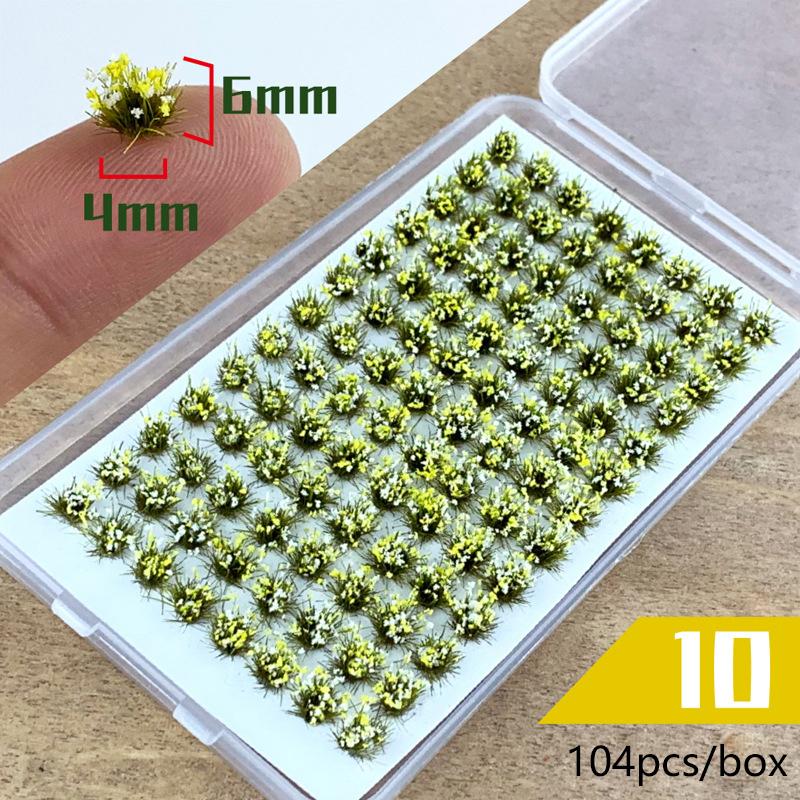104pcs/box Static Grass Tuft Model Grass Tufts Terrain Model Kit Static Scenery Model Miniature Shrubs Bushes
