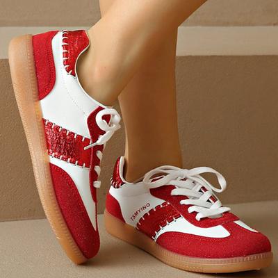 Модная спортивная обувь с принтом букв для женщин, весенне-осенняя, модные разноцветные кроссовки для женщин, большой размер 44, на шнуровке, удобные балетки, Mujer