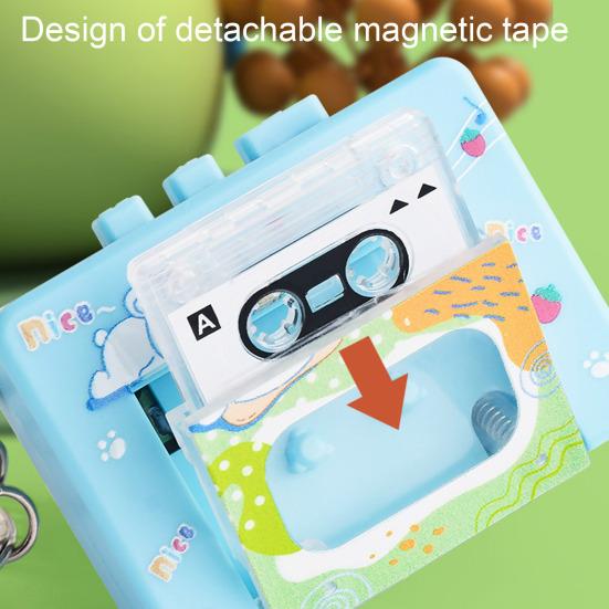 Retro Cassette Recorder Toy 10 Songs Play/Pause Function Tape Compartment Keychain Bag Decoration Fun Kids Voice Changer Pendant