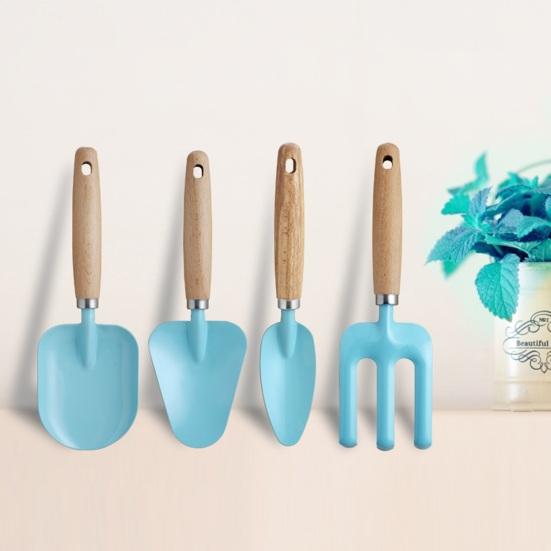 4Pcs/Set Kids Gardening Tools Set with Sturdy Wood Handles, Children Garden Shovels And Hand Rake for Boys And Girls, Child-Safe Planting