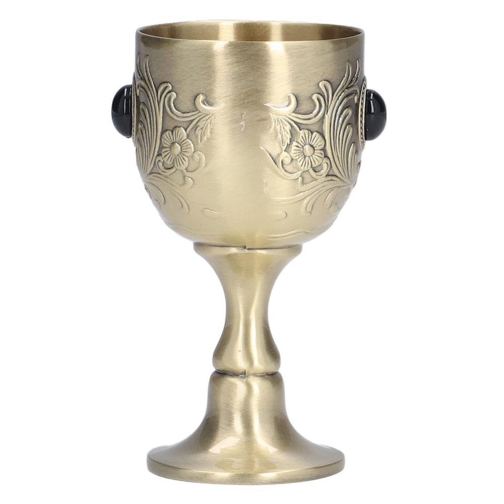 Inlaid Gemstone Bronze Goblet Embossed Engraving Liqueur Cup Decorative Wine Cup Wine Tasting