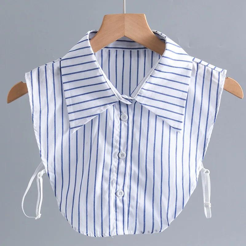 Female Lapel False Collar Striped Fake Collar for Woman Shirt Detachable Business Girls Fuax Cols Clothing Accessory