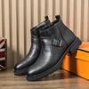 Повседневная мужская кожаная обувь Осень и Зима Стиль с высоким верхом Уличная мода Вечеринка Повседневная Деловая и Офисная обувь Черный Новый Горячий
