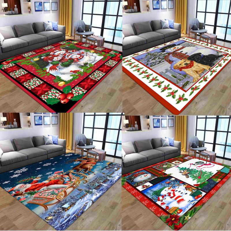 Christmas Poinsettia Snowman Carpet for Living Room Home Decor Sofa Table Large Area Rugs Bedroom Bedside Floormat Entrance Mat