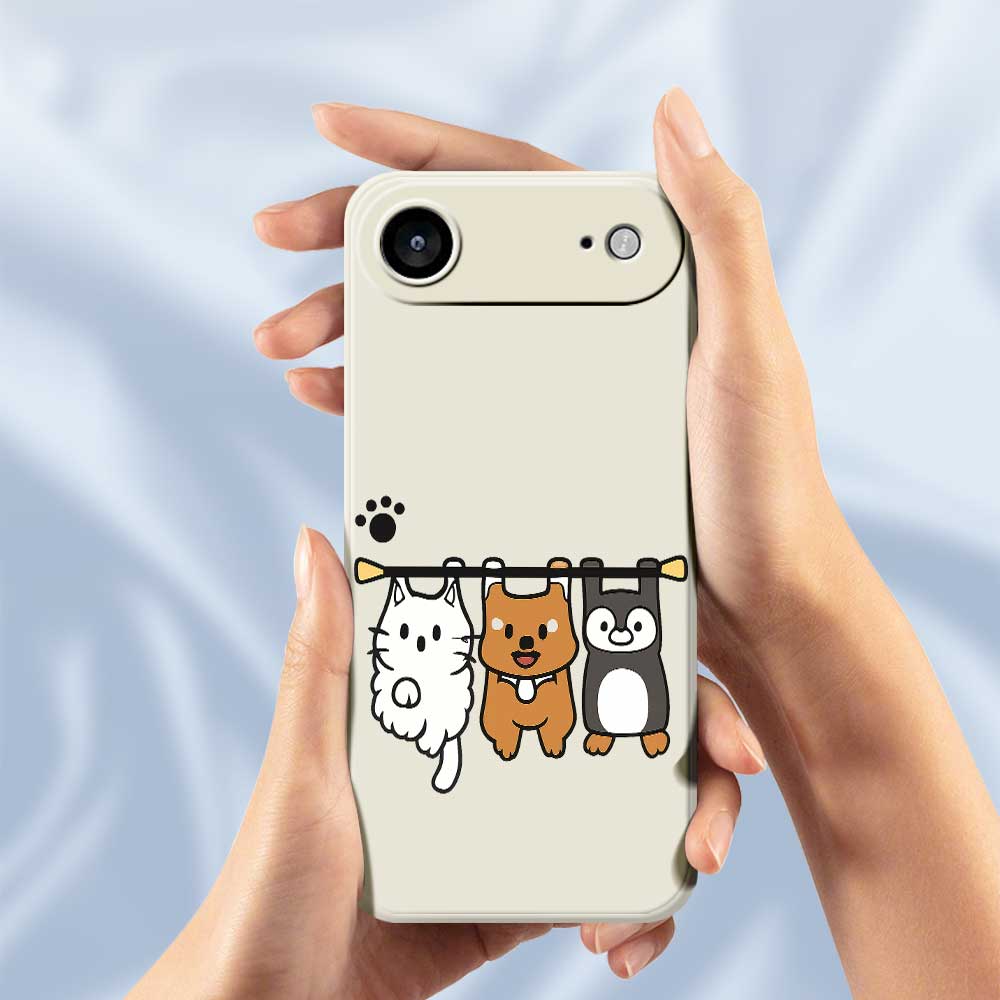 For iPhone 17 Air Case Three Animal Dolls Pattern Printing Straight Edge TPU Phone Back Cover