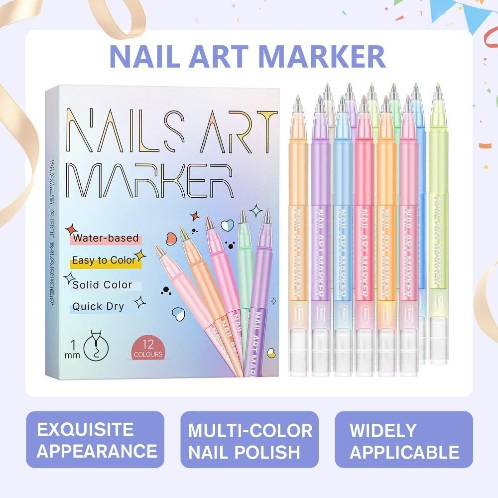 10/12 Colors 10/12 Colors Nail Art Polish Pens Waterproof Acrylic Nail Pen  for DIY Nail Art