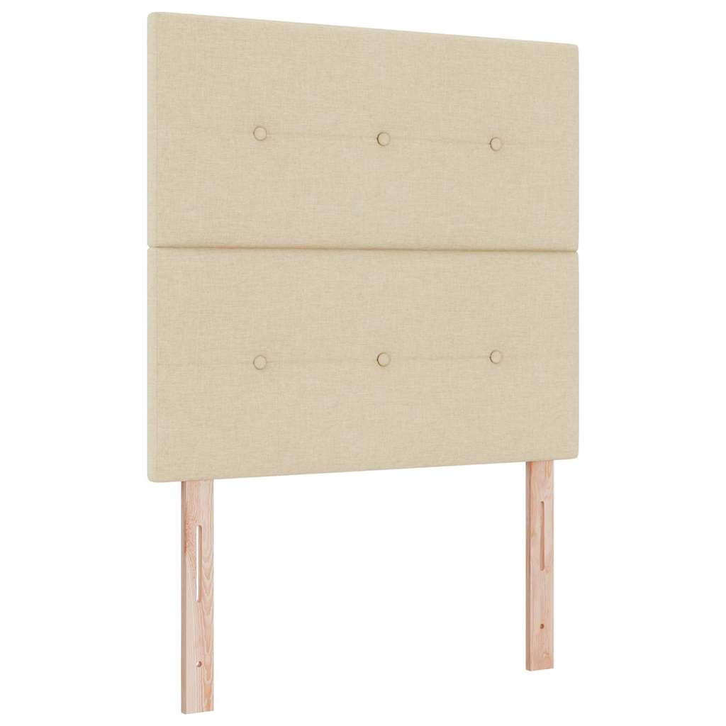 Box Spring Bed with Headboard Cream 80 x 200 cm Fabric