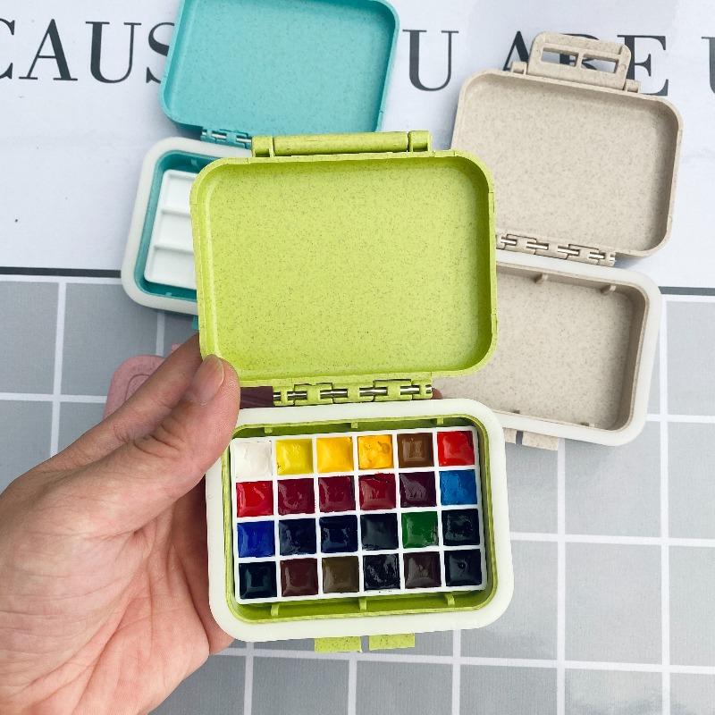 24grid 0.5ml Sealing Ring Moisturizing Candy Color Solid Watercolor Packing Box Portable Outdoor Sketching Painting Art Supplies