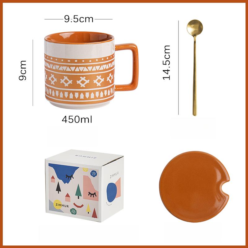 Офисная керамическая кружка для питья Женская Новинка 2025 Домашние кофейные кружки Чашка для завтрака с крышкой и ложкой Кружка