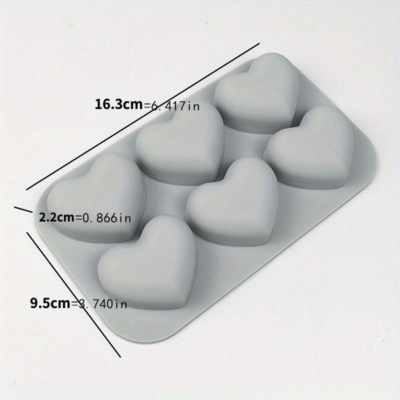 6-Cavity Valentine's Heart Silicone Mold for DIY Soap Making Heart Candy Mould Cake Bake Pan Chocolate Molds Ice Tray- Pink & Gray