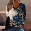 Summer New Fashion 2025 Women's Casual Long-sleeved Printed T-shirt