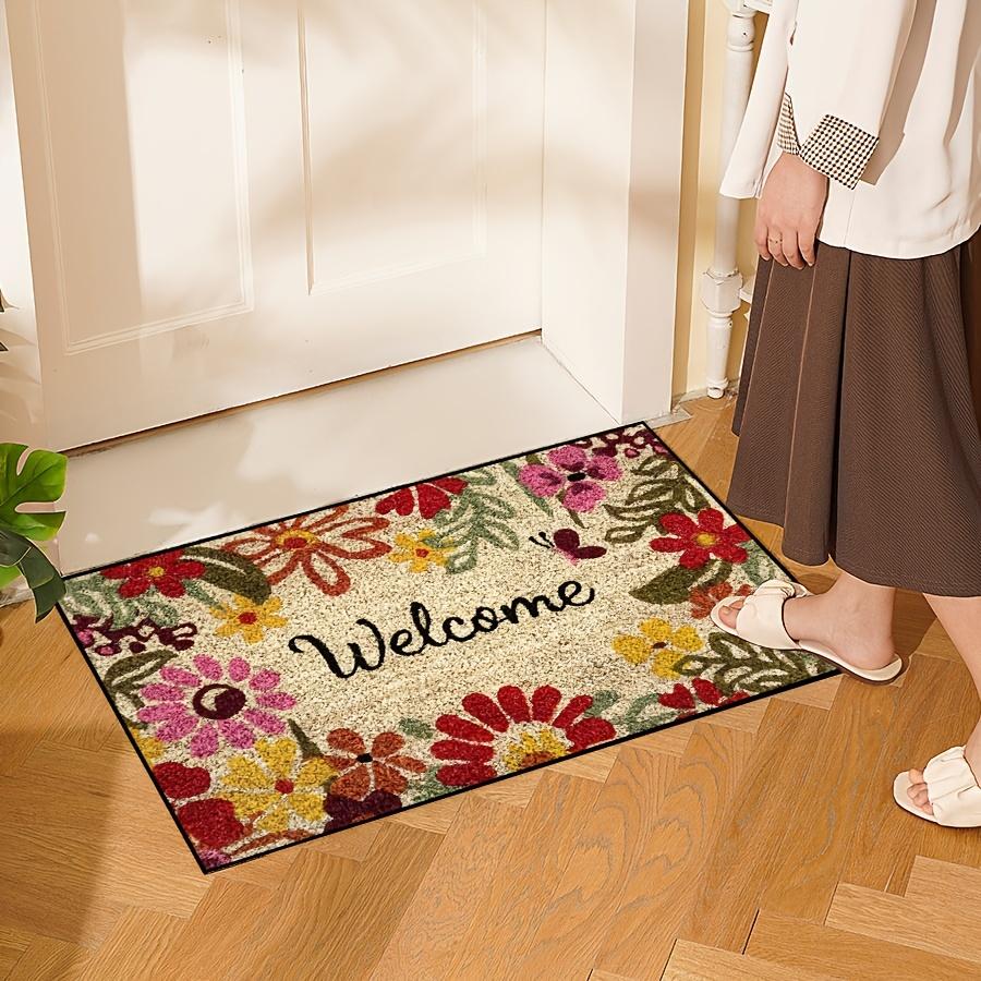 Garden Style Beautiful Flower Carpet Doormat Welcome Mat Easy Clean Living Room Carpet Rug for Bedroom Home Decoration