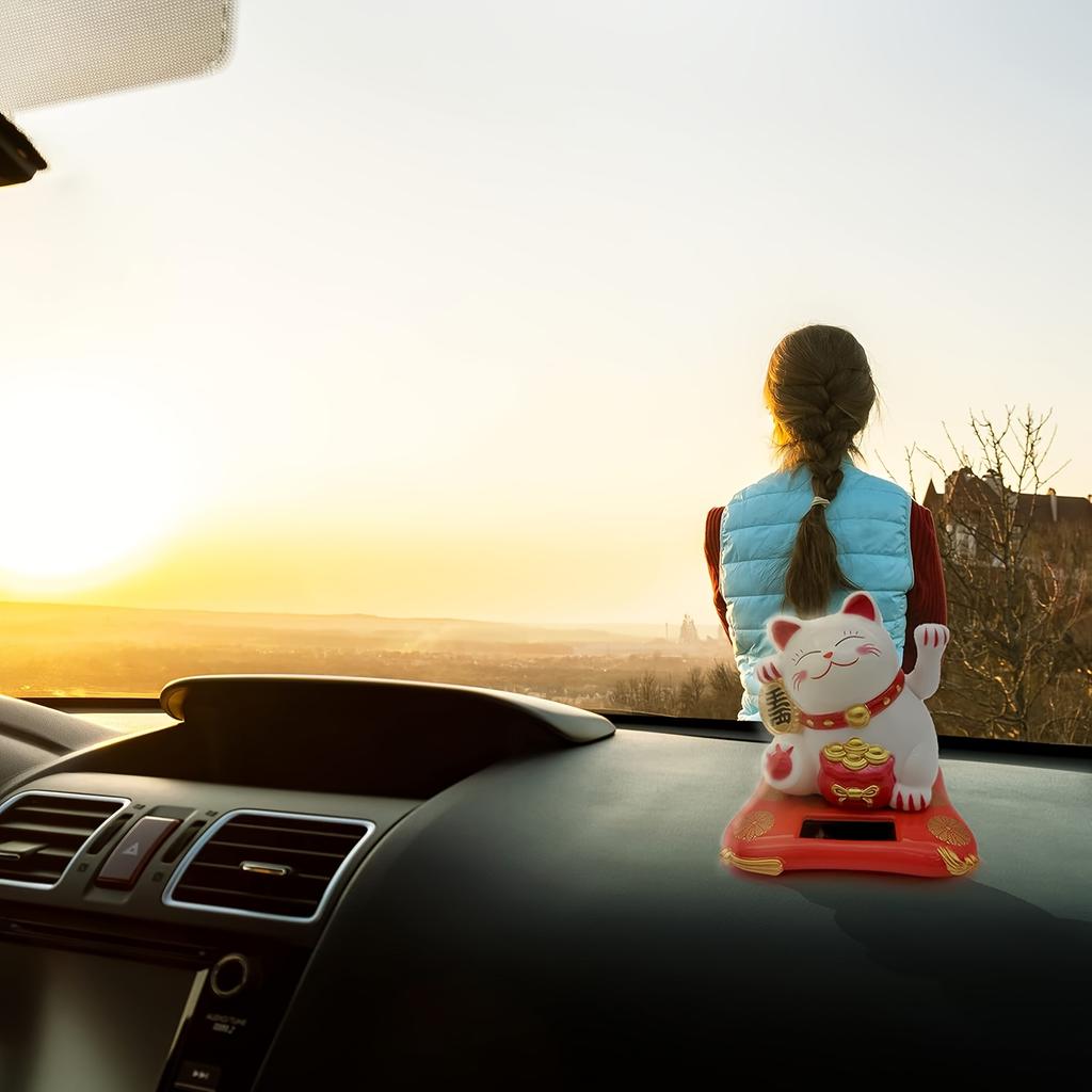 Миниатюрный машущий счастливый кот на солнечной батарее, 1 шт. | Доступен в 3 цветах, Идеально подходит для украшения приборной панели или офисного декора, Идеальный рождественский подарок