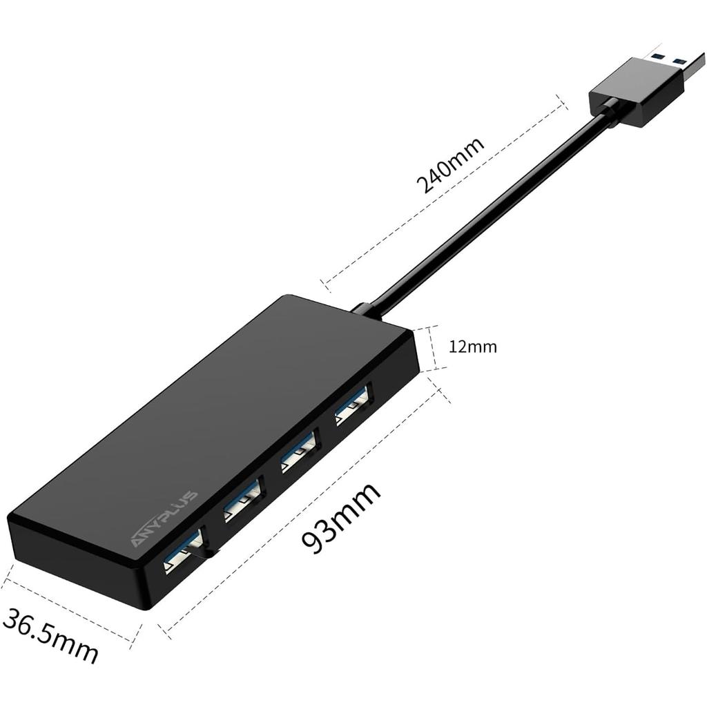 ANYPLUS USB-концентратор USB USB A 5 Гбит/с шина удаленной работы 3.0, 4-портовый концентратор, филиал, высокоскоростная передача данных, питание, легкий, компактный, MacBook/iMac/Surface Pro,