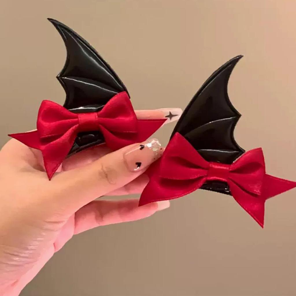 2/4Pcs Halloween Bat Wing Hair Clips Women Lolita Bat Devil Wings Shape Barrettes Gothic Spicy Girls Photo Prop Costume Hairpins