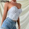European and American Spicy Girls Bust Wrap Fashion Bead Zipper Heavy Industry Strapless Women's Top Street Trend Party Sexy Girl