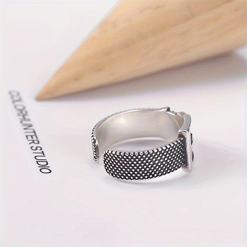 Belt Buckle Ring Men's Trendy Men's Index Finger Ring Simple Retro Hong Kong Style Ring Jewelry Design Punk