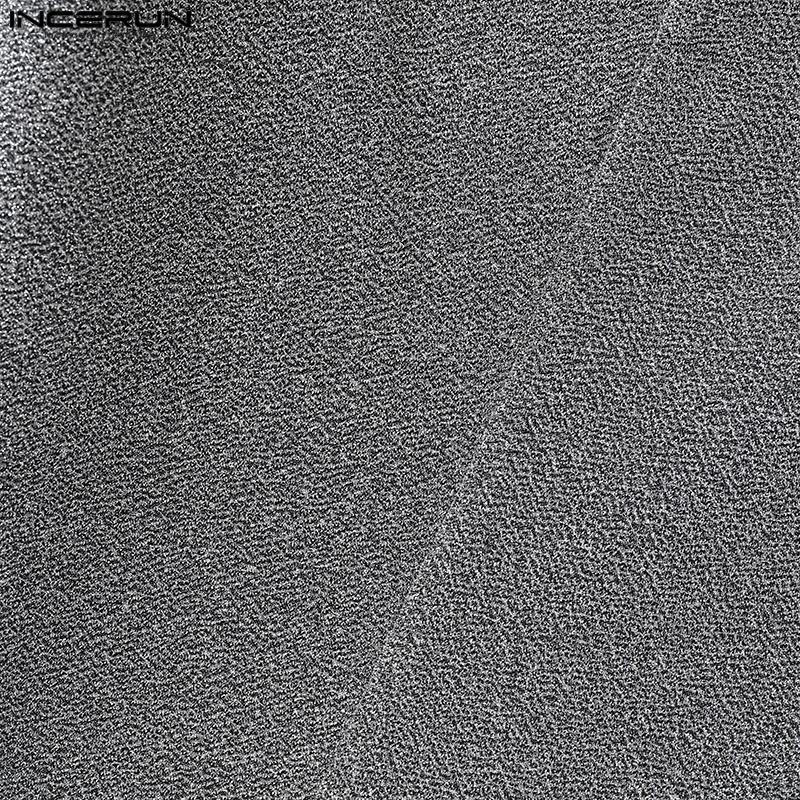 INCERUN Мужские блестящие топы с рукавами 3/4, пуловеры с воротником-хомутом