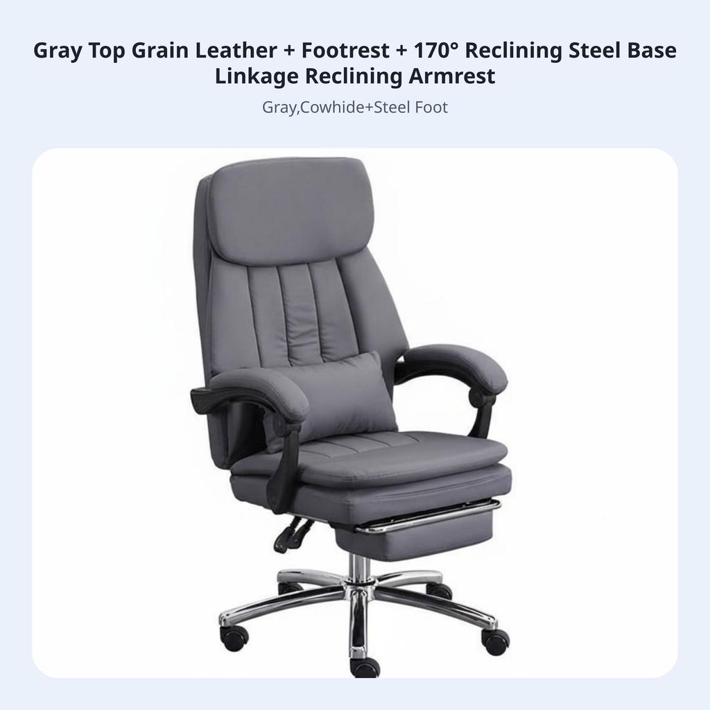 Reclining Desk Chair with Footrest Highspine Support Office Furniture Ergonomic Design Easy to Clean for Remote Workers, resting