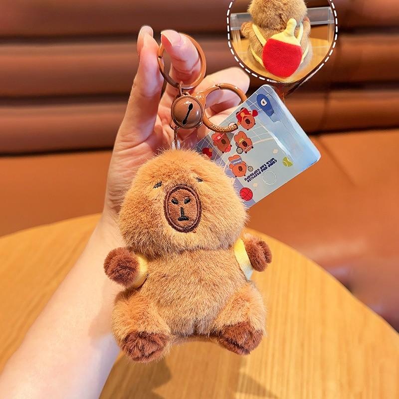 Jinnew Tennis Table Badminton Tennis Backpack Capybara Plush Keychain Pendant