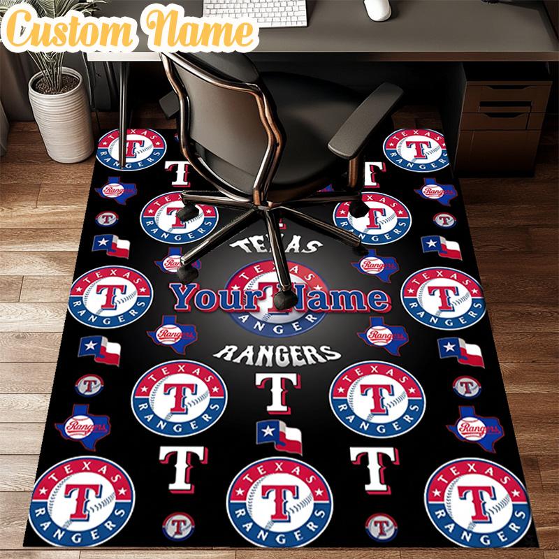 Custom Name Texas Baseball Rug Office Rug Chair Mat Non Slip Carpet Rugs for Bedrooms Dining Room Living Room Home Decor gifts