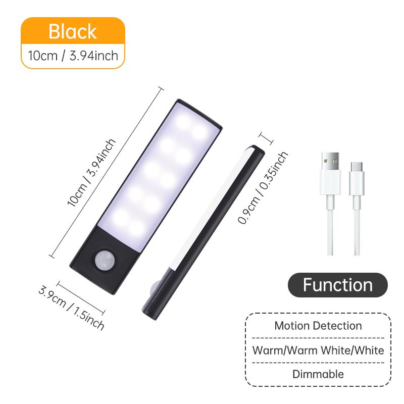 Motion Sensor Light Wireless LED Night Light USB Rechargeable Night Lamp Cabinet Wardrobe Lamp Under Backlight For Kitchen Led Back Up Lights 1