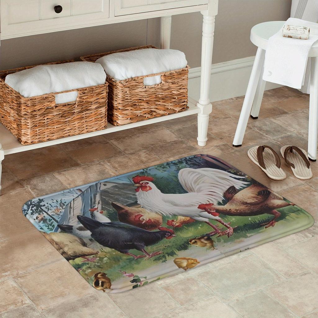 1 шт. Кухонный коврик с рисунком курицы, нескользящий придверный коврик, поп-дизайн, коврик для ванной, ковер для дома, под раковину, для прачечной, декор