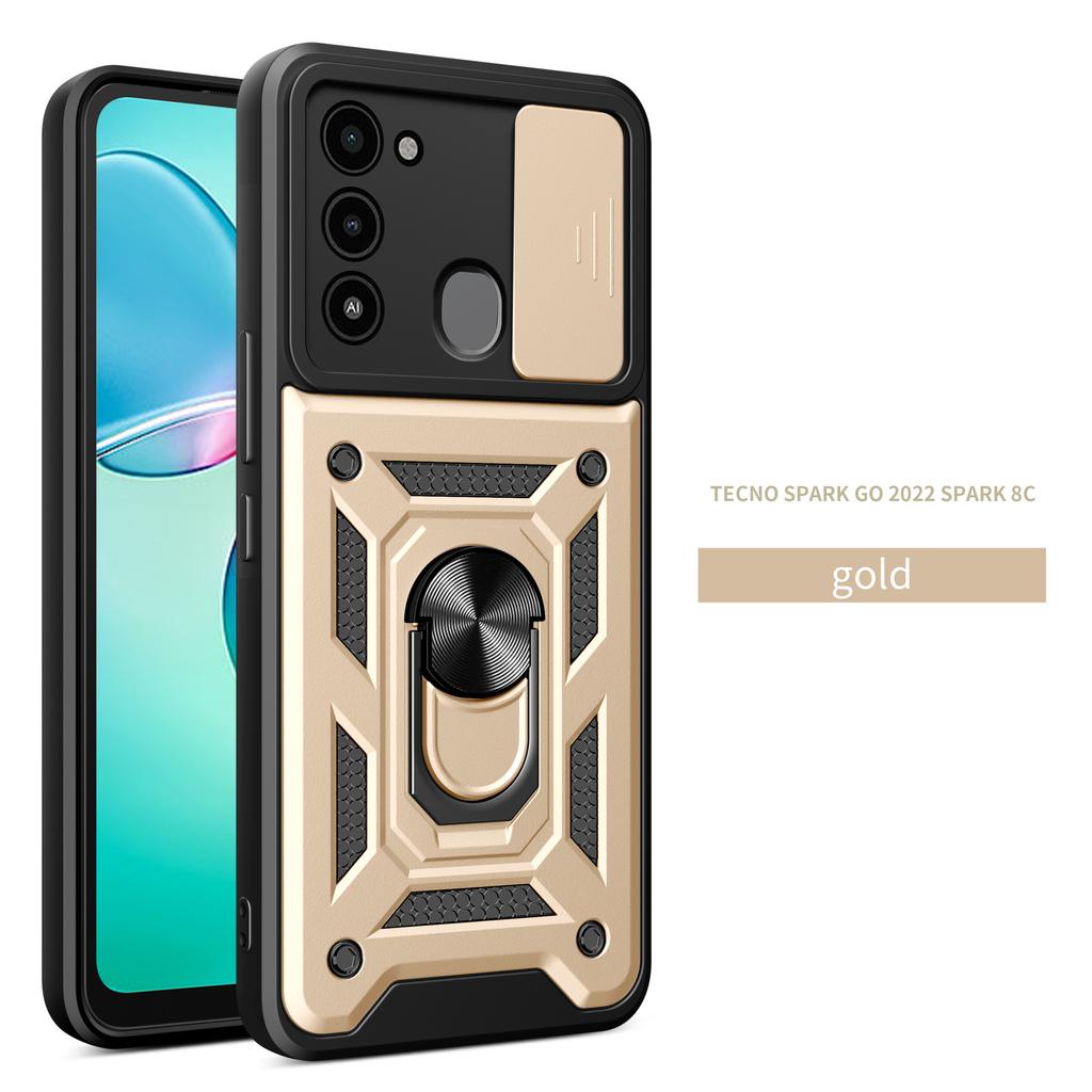 Чехол для Tecno Spark 8C Чехол для Tecno Spark 9 Spark Go 2026 Магнитное кольцо-держатель Бронированный чехол для телефона Защита камеры сдвижной задняя крышка