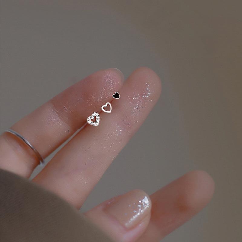 3Pcs/Set Diamond Love Heart Stud Earrings Women'S Earrings Mini Delicate Earrings Jewelry