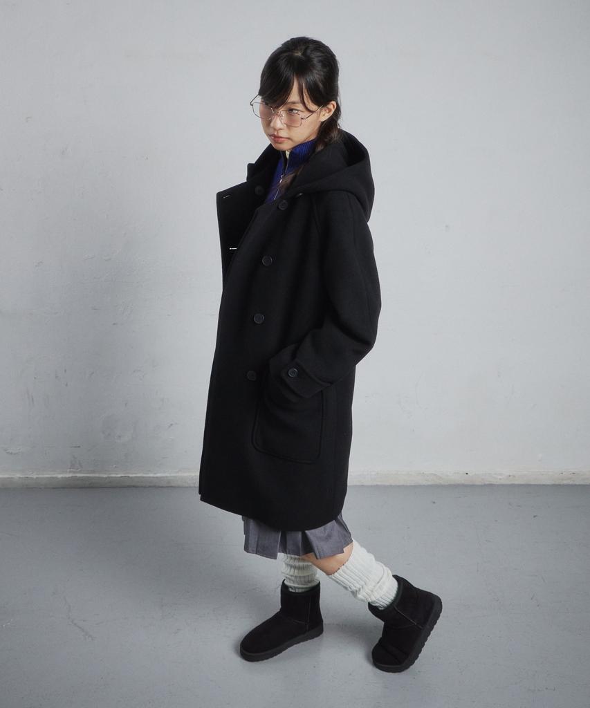 CGP (Women) Double Button Long Coat - Black
