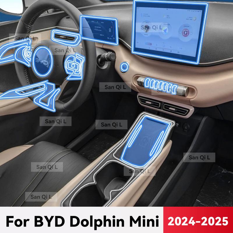 Прозрачный ТПУ для BYD DOLPHIN MINI SEAGULL Центральная консоль автомобиля Медиа-панель Навигация Защитная пленка от царапин Пленка для интерьера