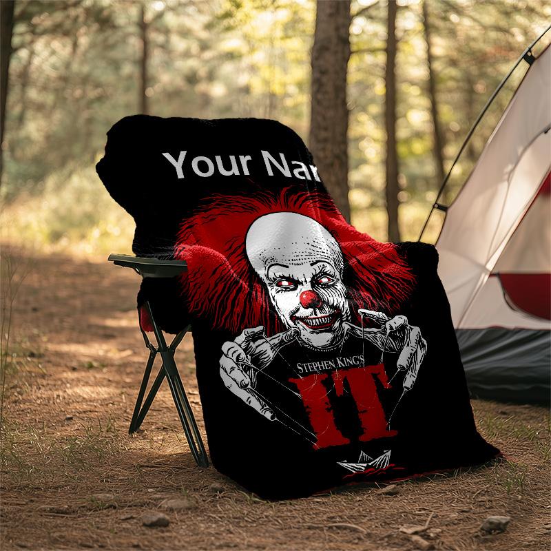 Customizable Pennywise Throw Blanket – Personalized Name, All-Season Cozy Snug Blanket, Machine Washable, Personalized Blanket