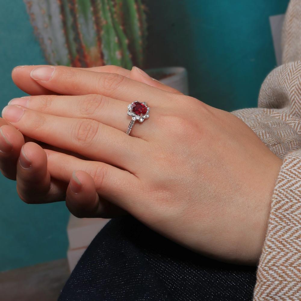 Natural Filled Ruby Jewelry Set July Birthstone 925 Silver Ring Earrings Necklace for Women Wedding Banquet Gifts Rare Precious