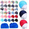 Printed Sports Accessories Elastic Nylon Turban Long Hair Protect Pool Bathing Hats Swimming Cap