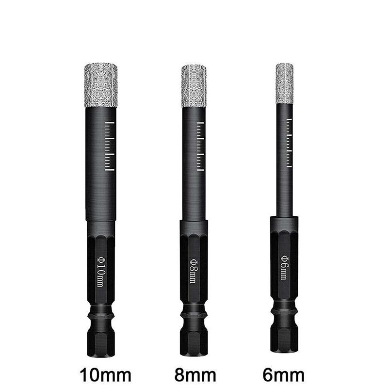 3шт 6-10 мм Алмазная дрель Коронка Сухая кольцевая пила Вырезать мрамор Гранит Плитка Фарфор