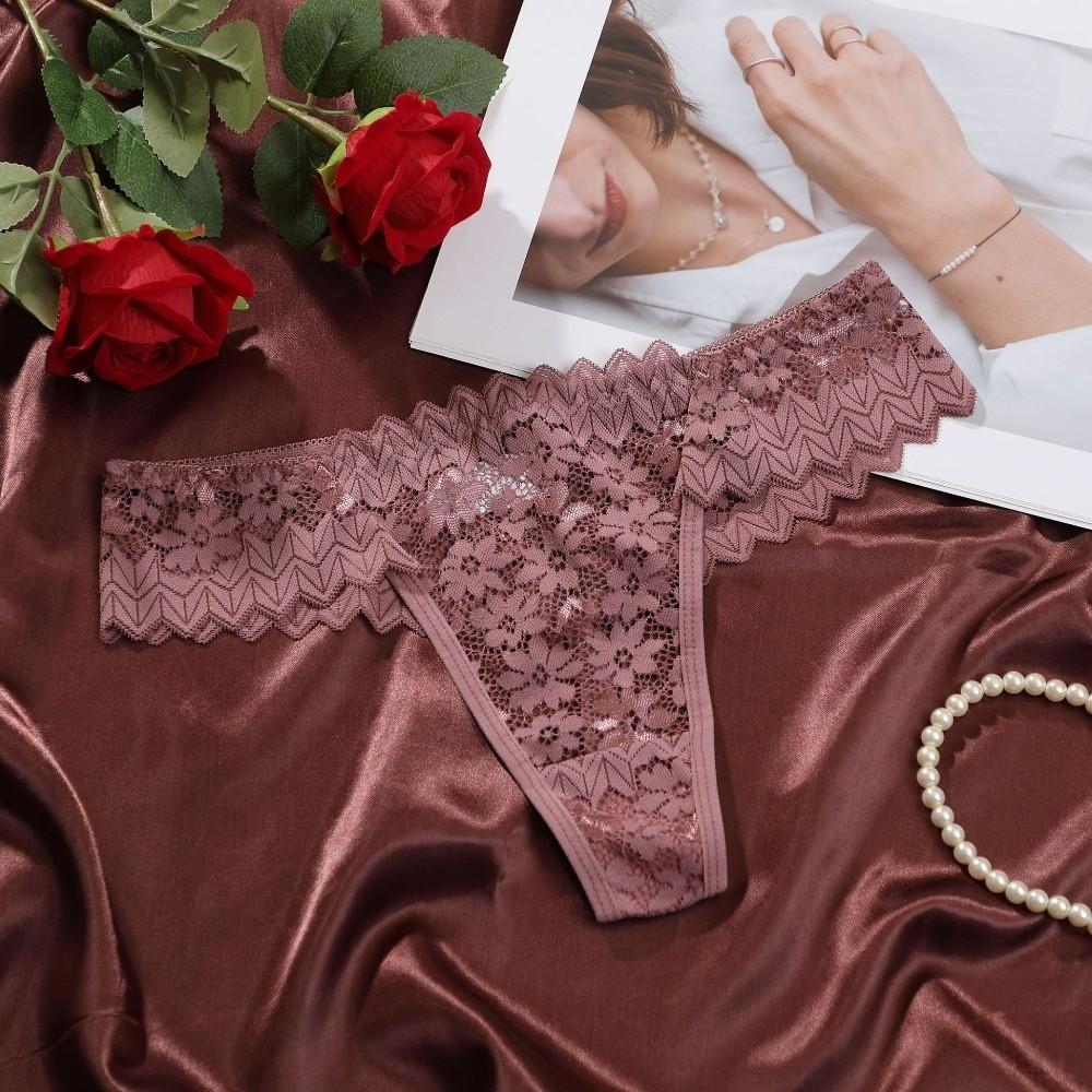Прозрачное Кружево Кружевной Цветок Женские Стринги Трусики Низкая Талия Прозрачная Сетчатая Кружевная Трусики Нижнее Белье Ажурный T-образный Задний Канал Трусики Женские