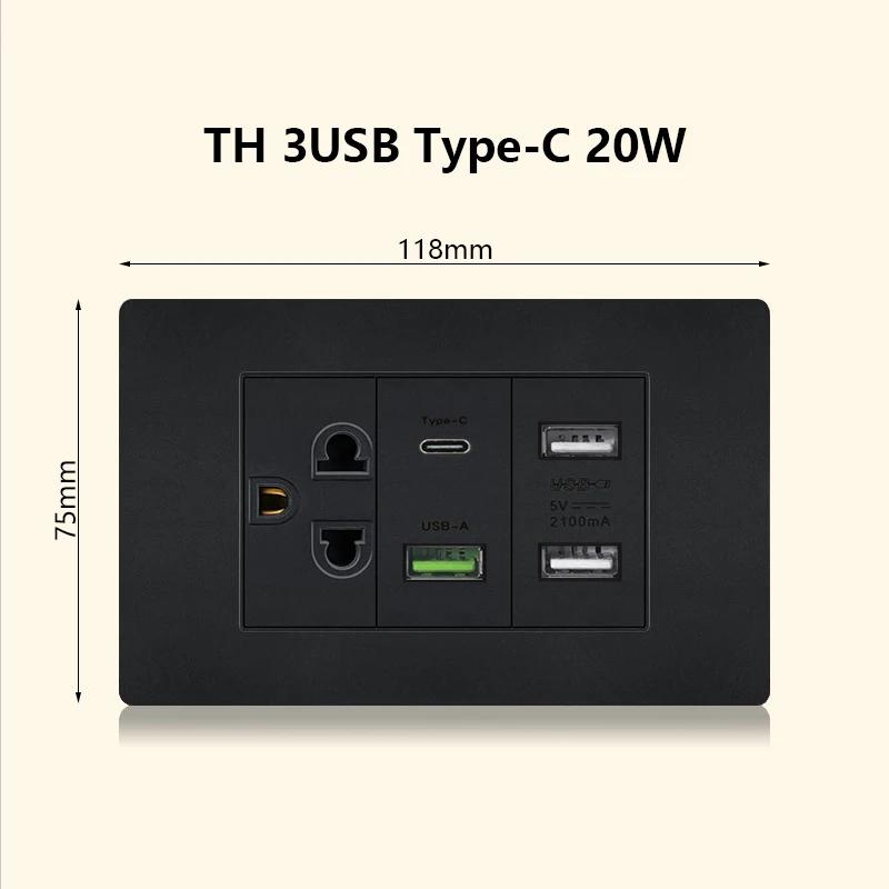 Италия Чили Мексика розетка с USB Smart Type-c 20 Вт быстрая зарядка настенная вилка, Бразилия электрический выключатель света двойная usb розетка