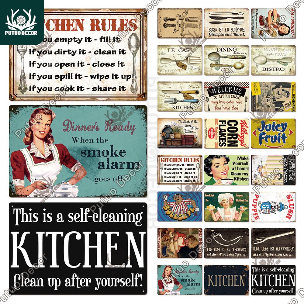 Decor Kitchen Retro Tin Sign Plaque Metal Vintage Iron Painting Wall Art Posters for House Home Dinning Room Decoration