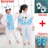 3 шт./компл. детские пижамы кигуруми, костюм для косплея, одежда для сна с животными, костюм + обувь + перчатки