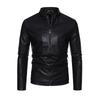 Мужская кожаная куртка Осень и Зима Новая Корейский стиль Тонкий бархат Воротник-стойка Зеленая Мотоциклетная мужская куртка Куртка из ПУ кожи Мужской стиль