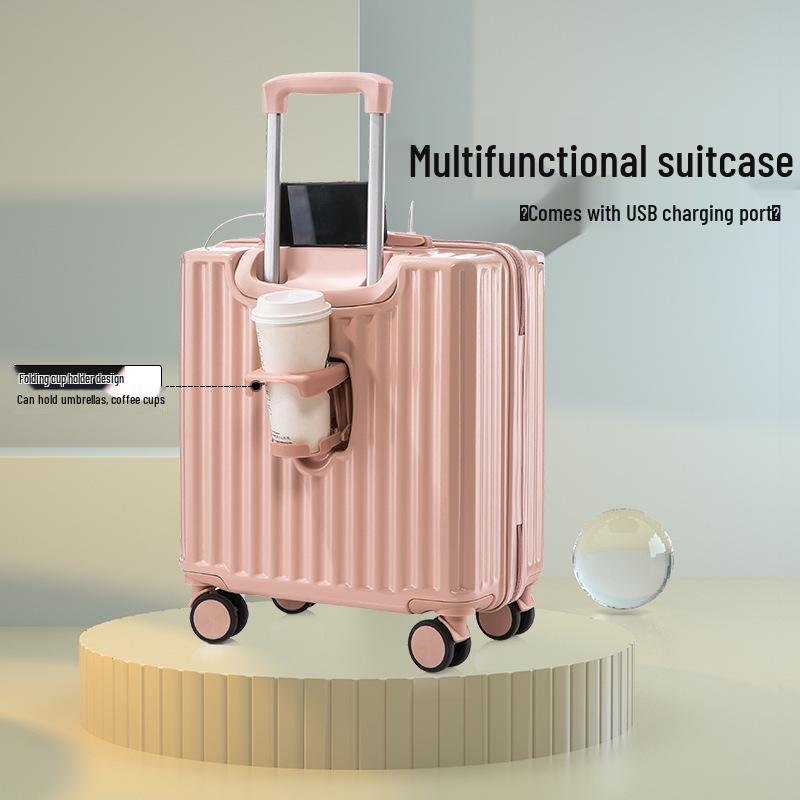 18-inch Lightweight Carry-on Trolley Suitcase with Zipper Lock for Men, Women, and Students