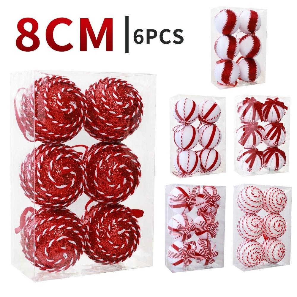 8CM Christmas Ball Ornaments Glitter Christmas Spheres Decor Festival Pendant Set  Party Decoration