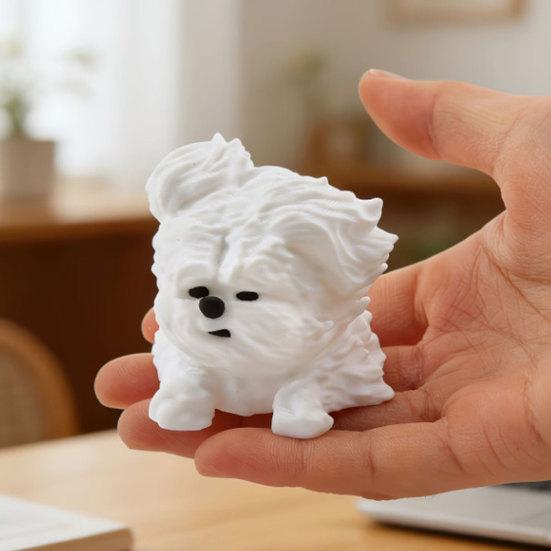 3D-печатная фигурка беспородного щенка, милая статуэтка собаки с лохматой шерстью, матовая белая мини-скульптура, забавный животный орнамент для офиса, дома