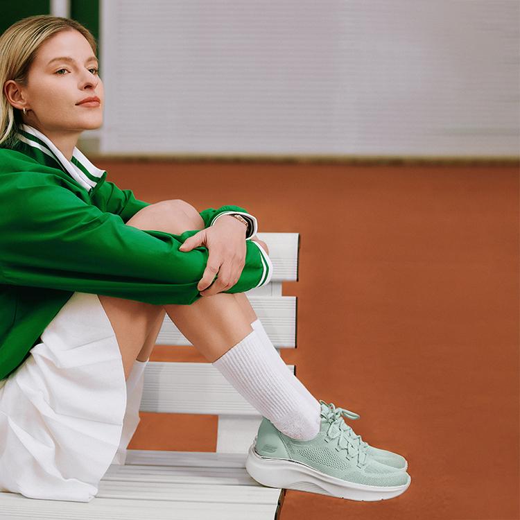 Skechers Bobs Sport Flash Step Обувь Удобная Спортивная Низкая Повседневная Обувь Женская кроссовка Мятно-Зеленая 117617-SAGE