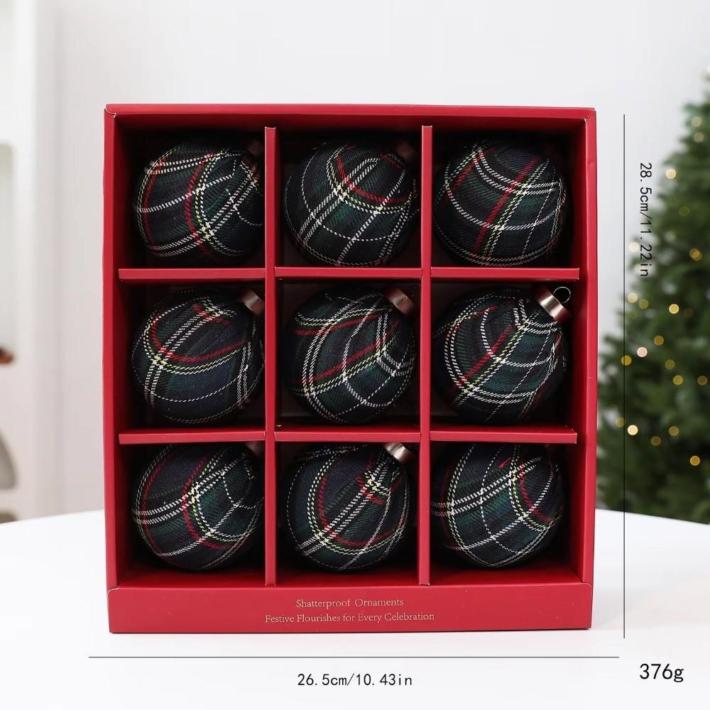 Foam Gift Box Ornament Plaid Pattern Grid Ball Christmas Tree Ornament Christmas Tree Decorating